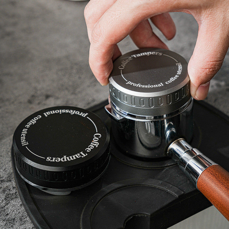 Nivelador de café 2 en 1 con tapa de madera ecológica 304 de acero inoxidable