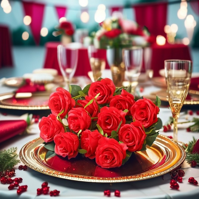 Rosas de terciopelo rojo artificiales flores decorativas únicas para el día de la madre tienda de bodas