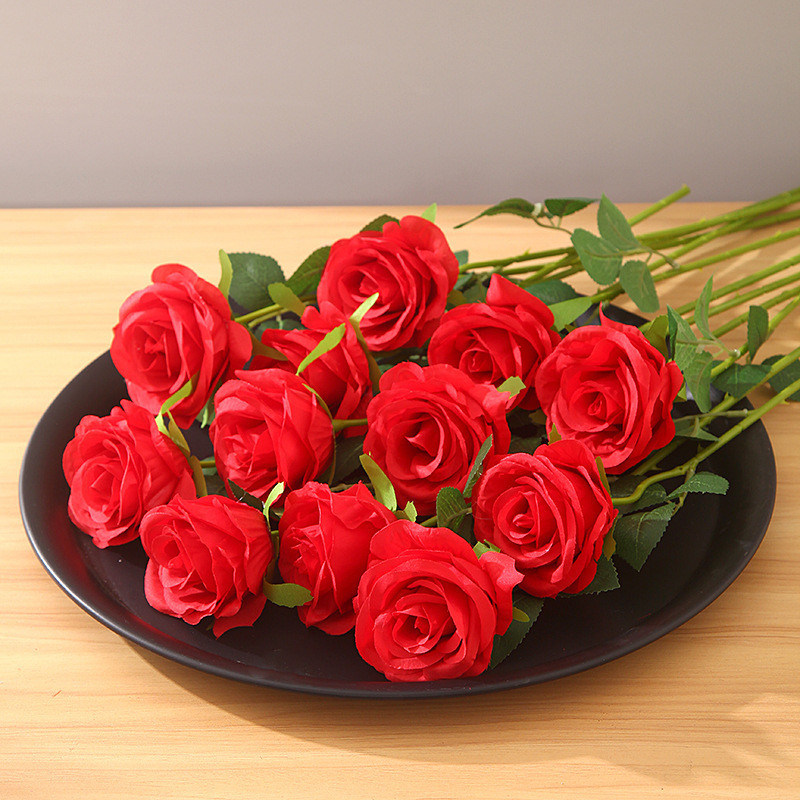 Flor artificial de seda en 3D hecha a mano para decorar la mesa de la boda