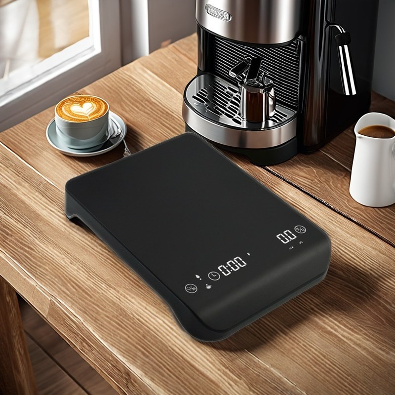 Escala de café digital recargable de estilo minimalista 2024 con temporizador y precisión de 0.1g
