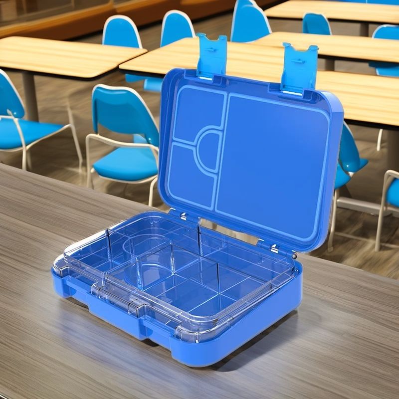 0.5L Capacidad de dos niveles de acero inoxidable caja de almuerzo con tapa de bambú escuela o cocina