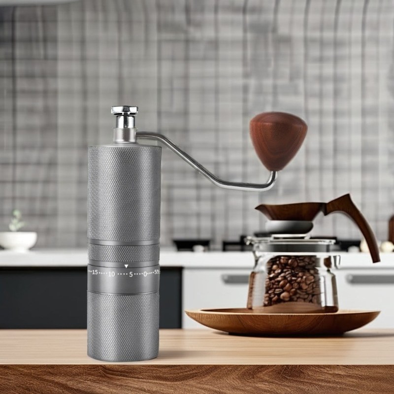 C2 Molinilla de expreso manual con mango de madera y embalaje de bolsa de viaje Compatible con las alergias