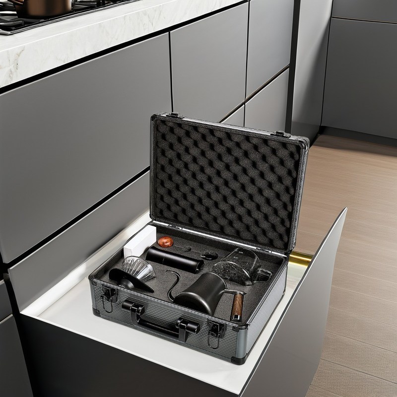 Kit de café elaborado a mano con filtro de papel de filtro de olla y escala de diseño vintage moderno