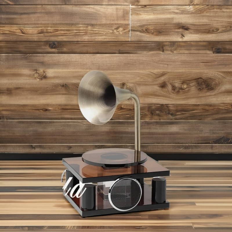 Patrón abstracto y diseño grabado Crystal Record Player para decoración del hogar de lujo