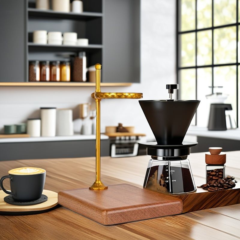 Tipo de recipiente de bebida Conjuntos de café y té Madera sólida Vertiendo sobre el soporte de café con goteo de cobre