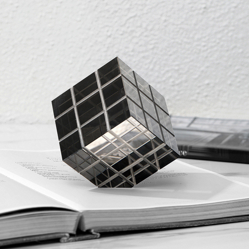 Diseño Art déco en su mejor momento Cubo de Rubik Artesanía de vidrio para decoración del hogar y la oficina