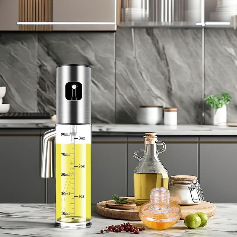 Dispensador de botellas de aceite de cocina para cocinar en la cocina de Lecitus de plata