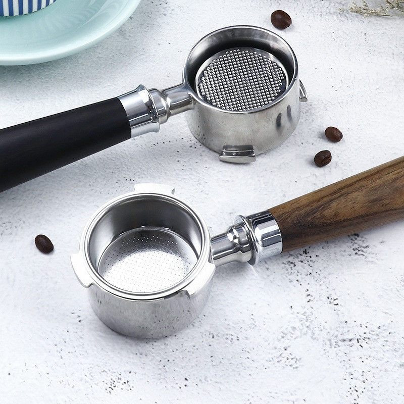 Portafiltro de café de madera de acero inoxidable de 51 mm de madera cerámica sólida