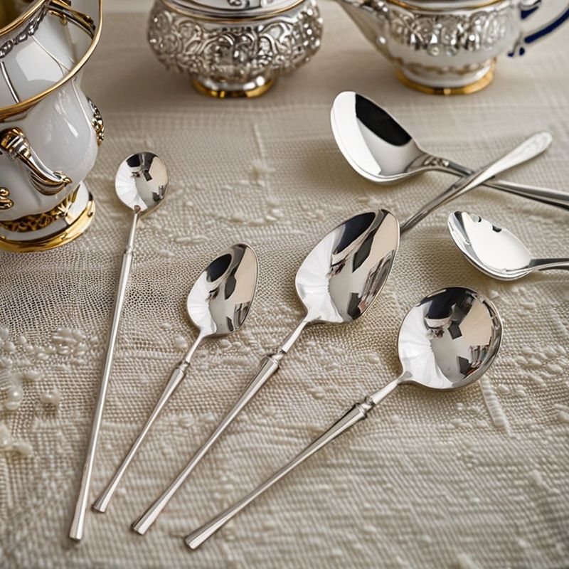 Conjunto de comedores de cuchara de plata con tenedor de oro de 24 piezas de acero inoxidable para hoteles