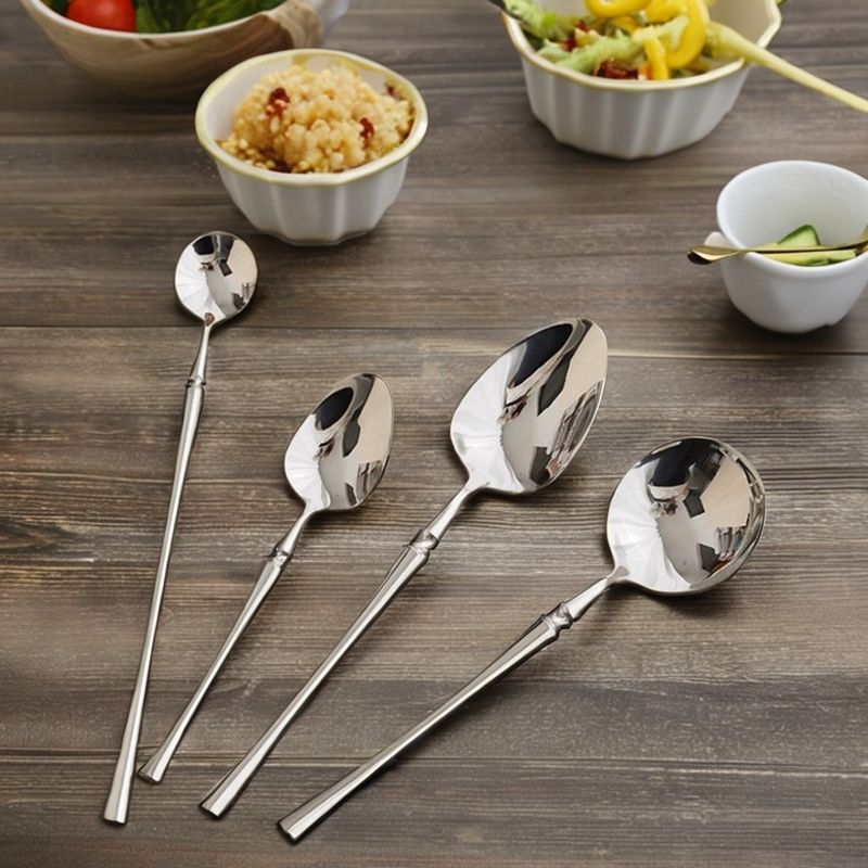 Conjunto de cubiertos de acero inoxidable de oro de lujo para hoteles y bodas