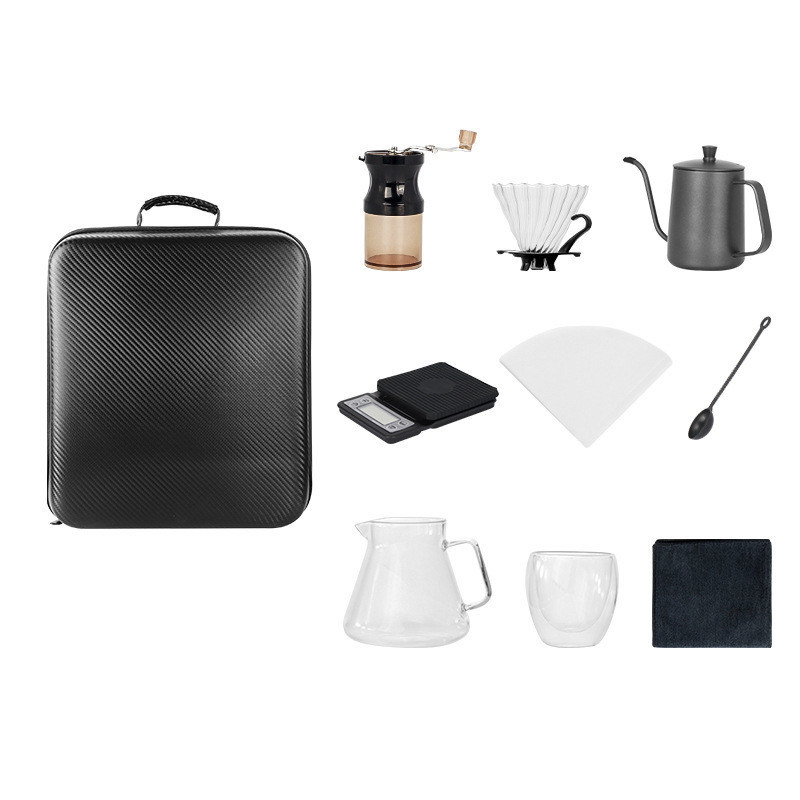 Novedad de diseño negro para viajes al aire libre Conjunto de café con caja de regalo perfecta