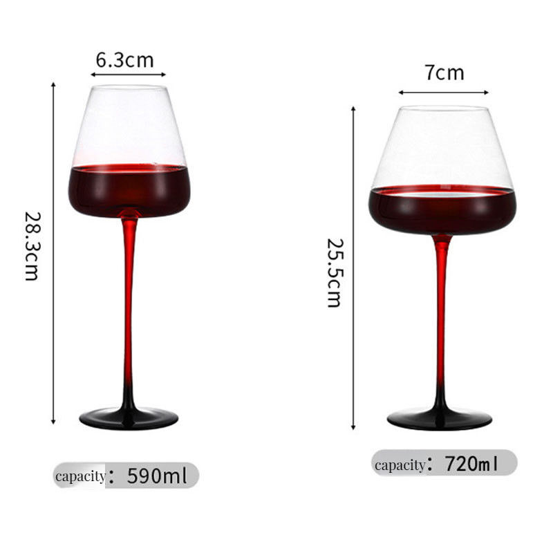 Flotas de fondo concave de rayas verticales de colores VINO VÍNICO con tallo NO Tipo cerámico