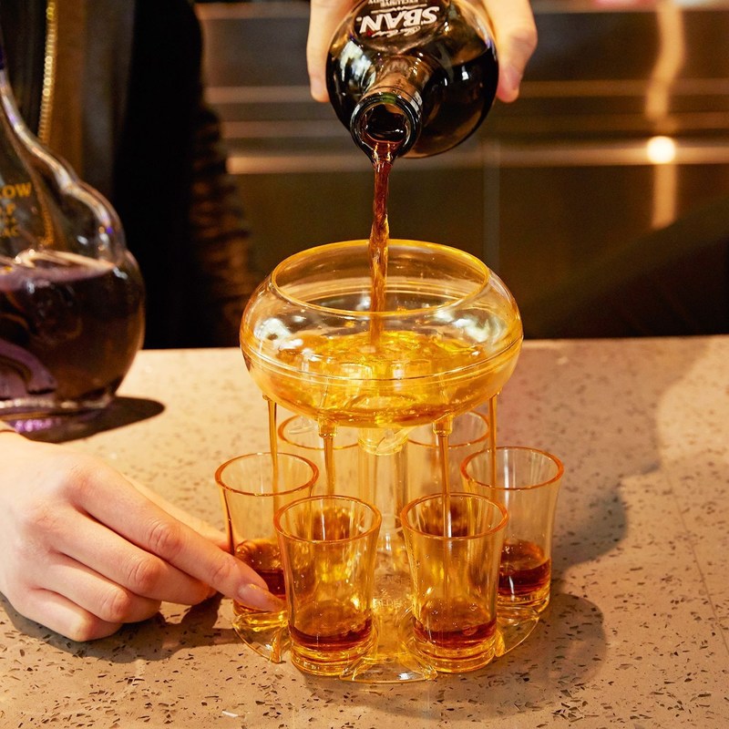Dispensador de vidrio de 6 disparos elegante para vino cerveza y cócteles elección del comprador comercial