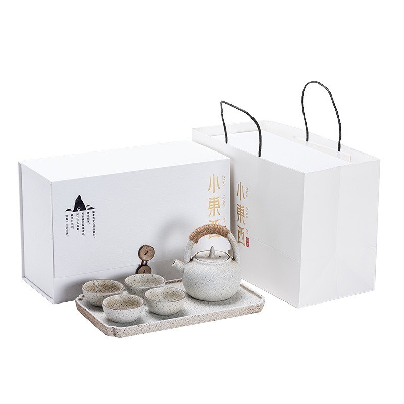 Conjunto de té de Kung Fu de porcelana japonesa Moderno Tequillera de manija en bucle con caja de regalo