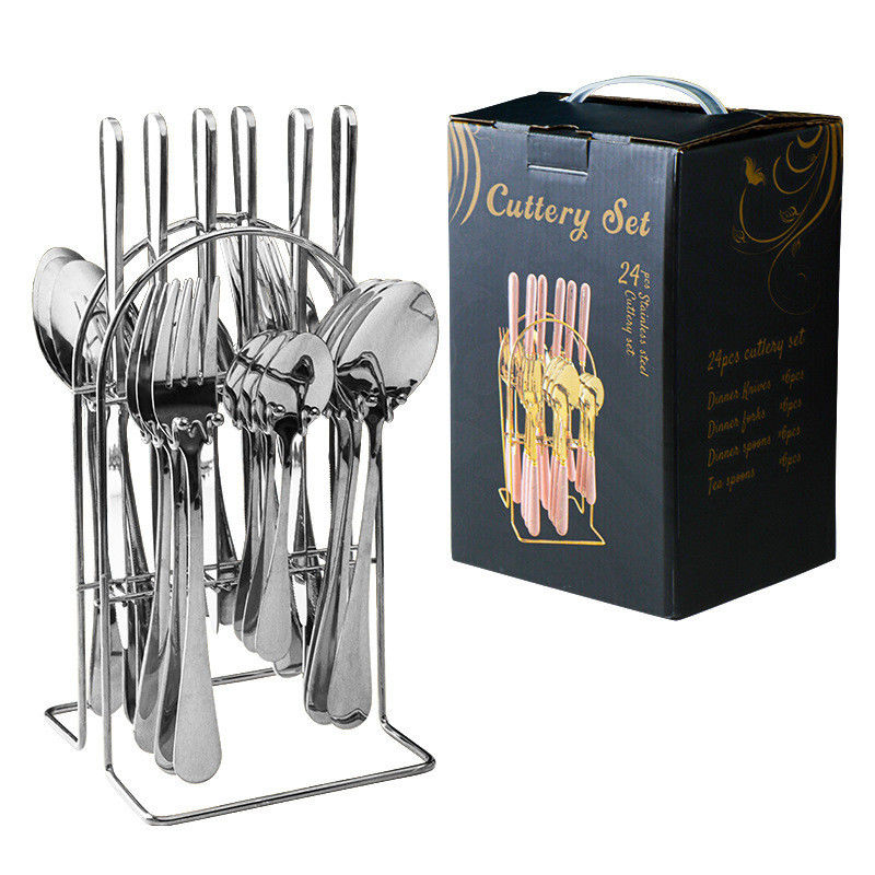 Oportunidad de fiesta Diseño moderno de acero inoxidable Set de cubiertos de plata y oro para la boda del hotel